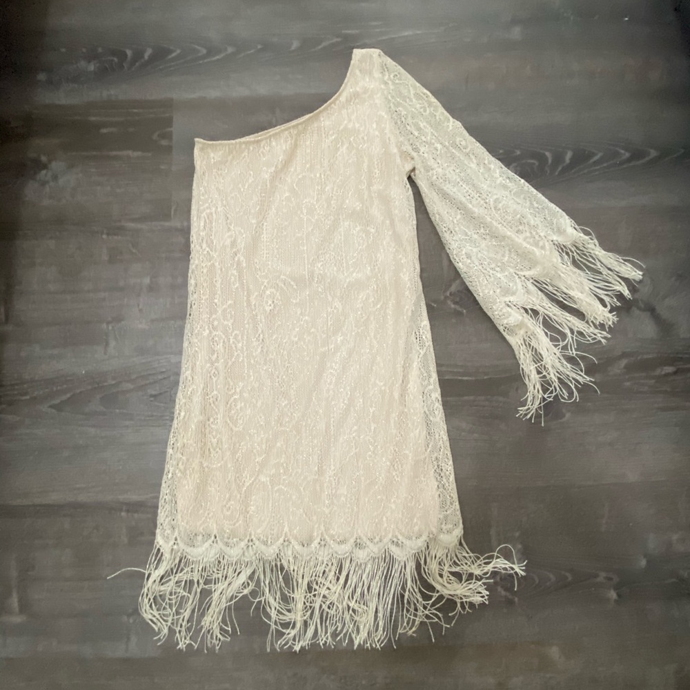 Fringe one sleeve dress